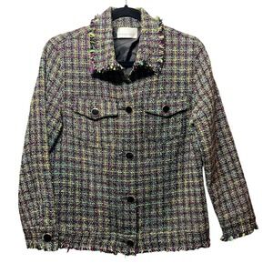 Draper's & Damon's Tweed Jacket Fringed Multicolor‎ Blazer Small